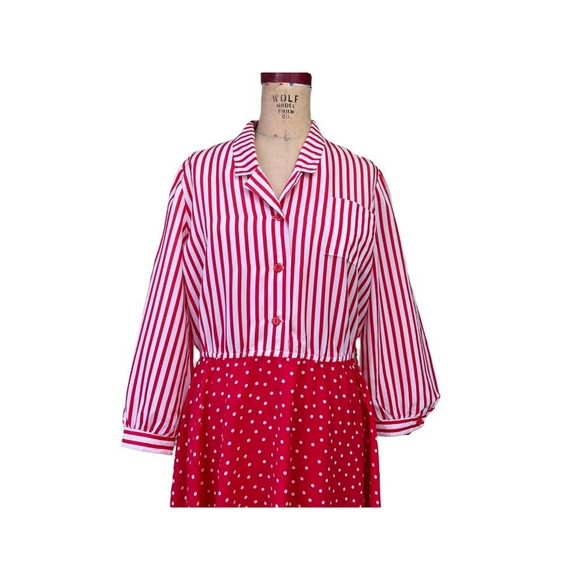 Missy H Red Multi Pattern A-line Vintage Midi Dress 16 REPAIR Cutter - Picture 5 of 10